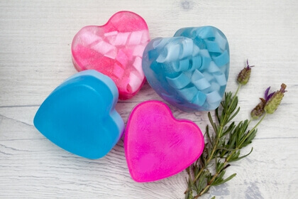 Small collection of heart shaped soaps